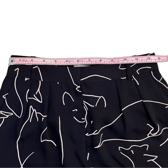 Babaton Pants Fox Print Sz 2 Black Tan Classic Baggy Fit‎ Tapered Leg Aritzia - Picture 11 of 16